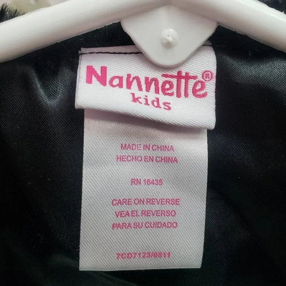 Nanette Kids Black Faux Fur Shrug with Rhinestone Button - Picture 3 of 6